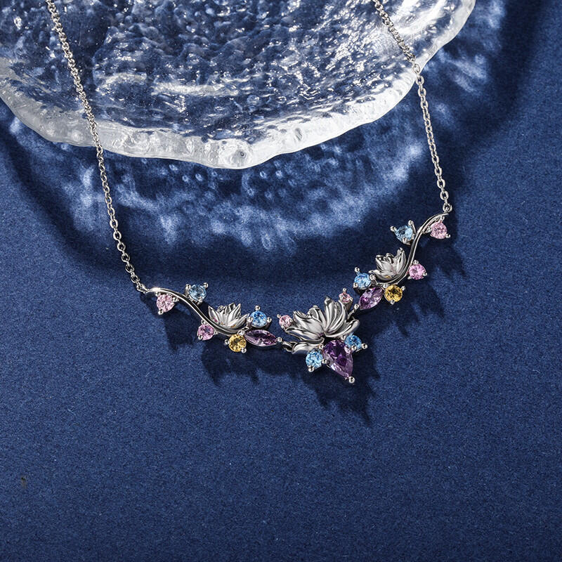"Tender in The Night" Pear Cut Cluster Necklace