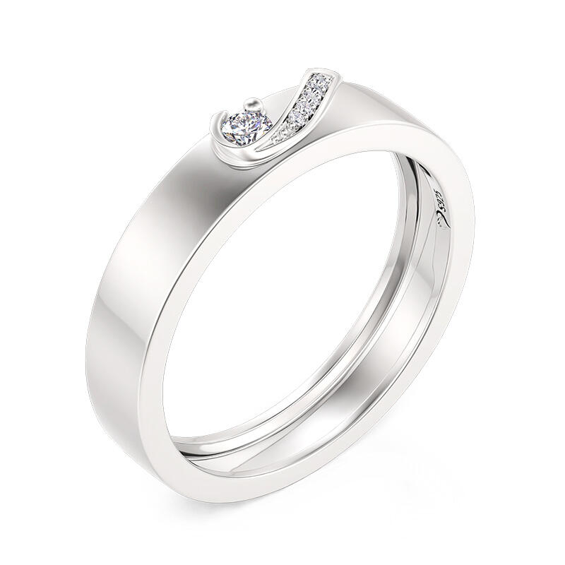 Jeulia Alianza de Boda para Hombre Corazón Simple de Plata de Ley