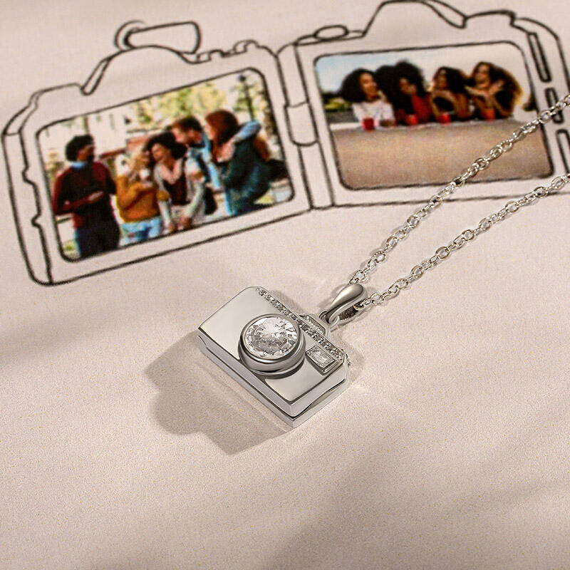 Jeulia Unique Camera Custom Photo Locket Necklace