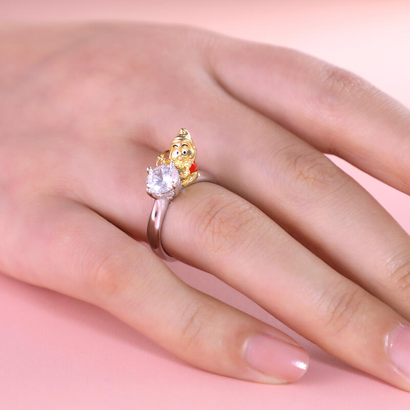 Jeulia Hug Me "Lovable Dwarf" Round Cut Sterling Silver Ring