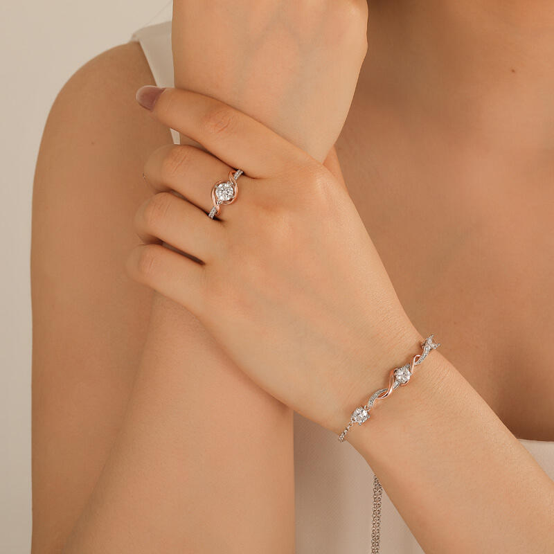 Jeulia Amore Bague de Fiançailles Personnalisée Deux Tons