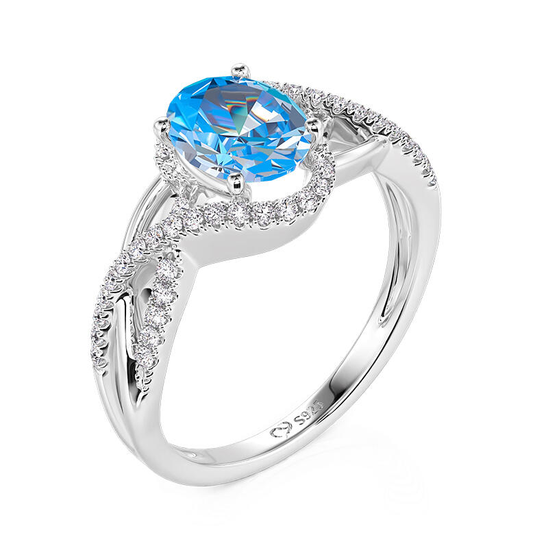 Jeulia Double Twist Custom Oval Birthstone Ring