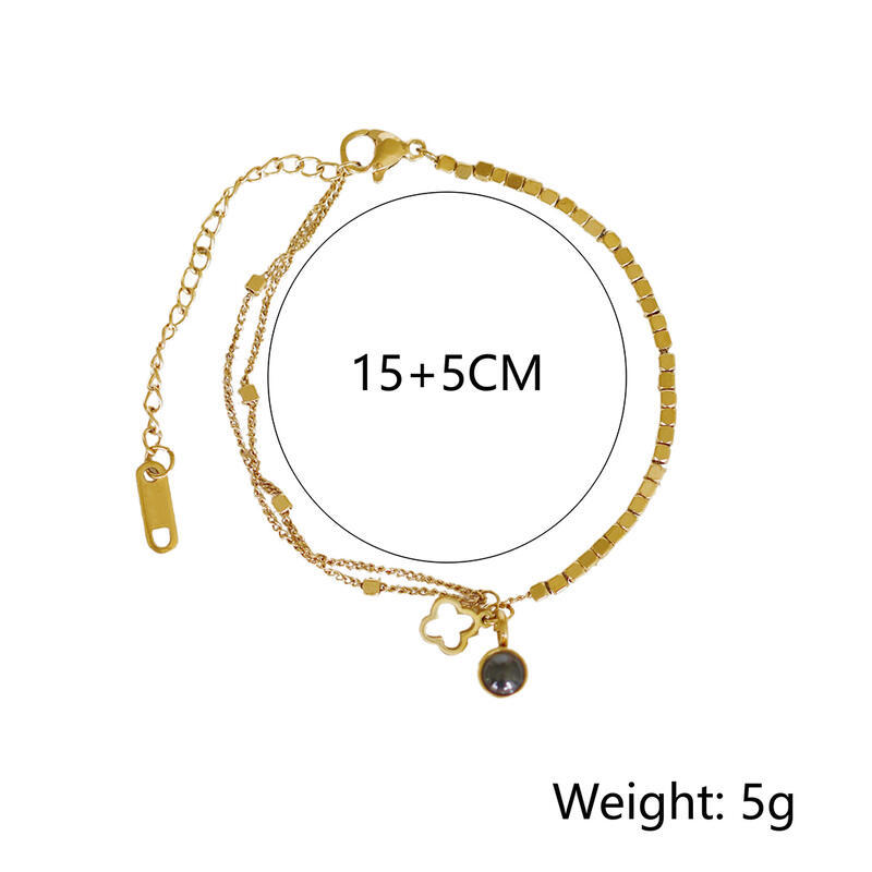 Pulsera con proyección de imagen personalizada y trébol de cuatro hojas para niñas.