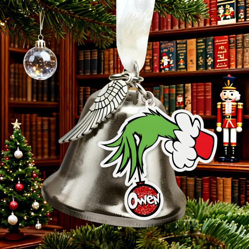 Personalized Name Bell Ornament with Hand Pattern Perfect Gift for Christmas