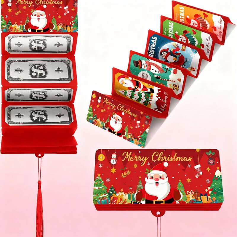 Santa Claus Dollar Bill 10-Slot Red Envelope Surprise Party Money Cash Box for Christmas