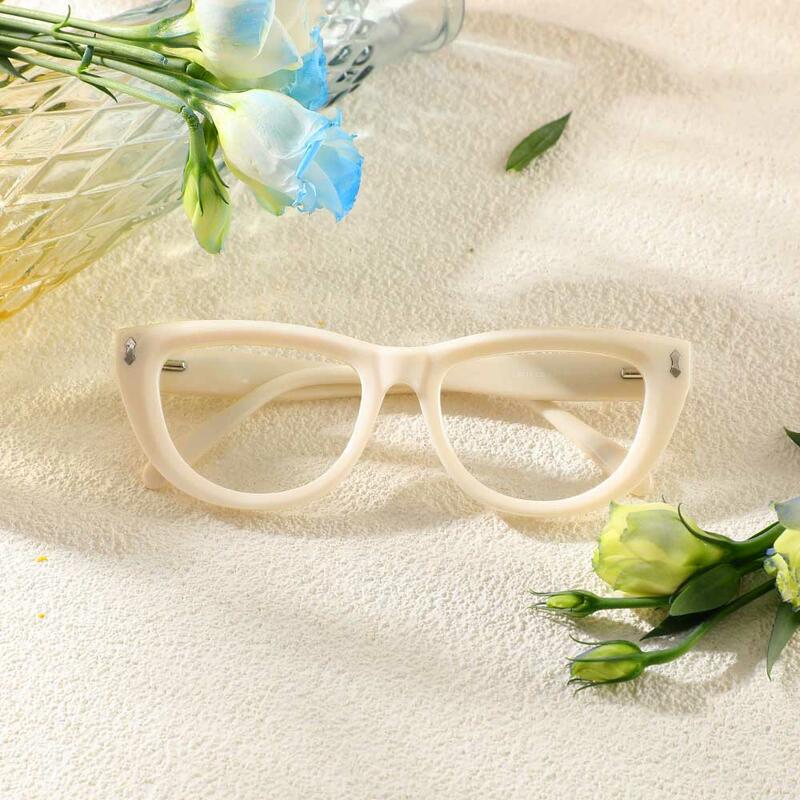 Rhys Ovale Beige Brille