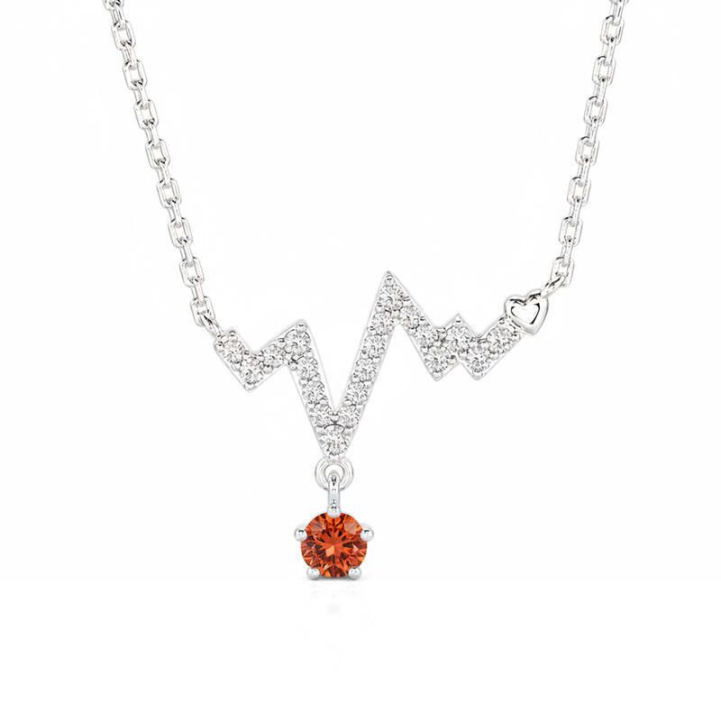 Jeulia Custom Simple Heartbeat Necklace with Birthstone