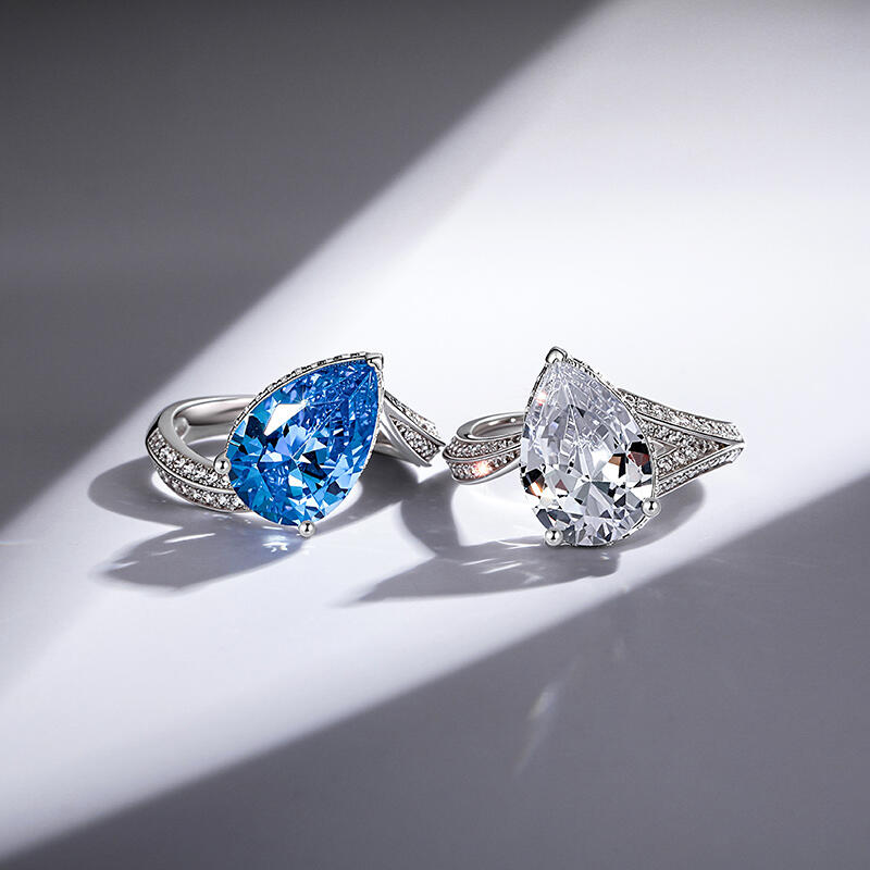 Jeulia Custom Birthstone Pear Toi et Moi Engagement Ring Set