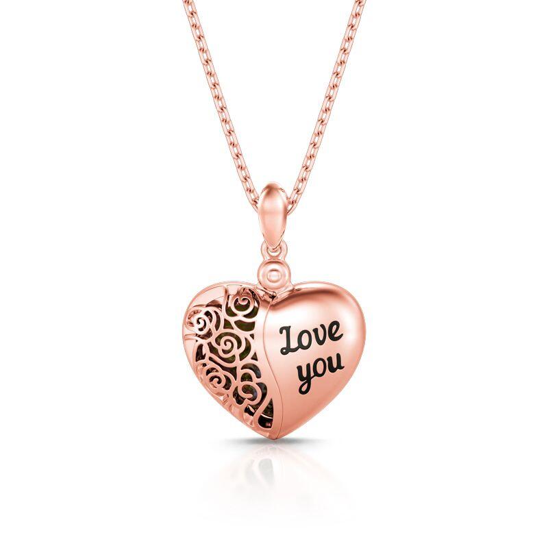 Jeulia "Love You" Vintage Locket Heart Personalized Sterling Silver Photo Necklace
