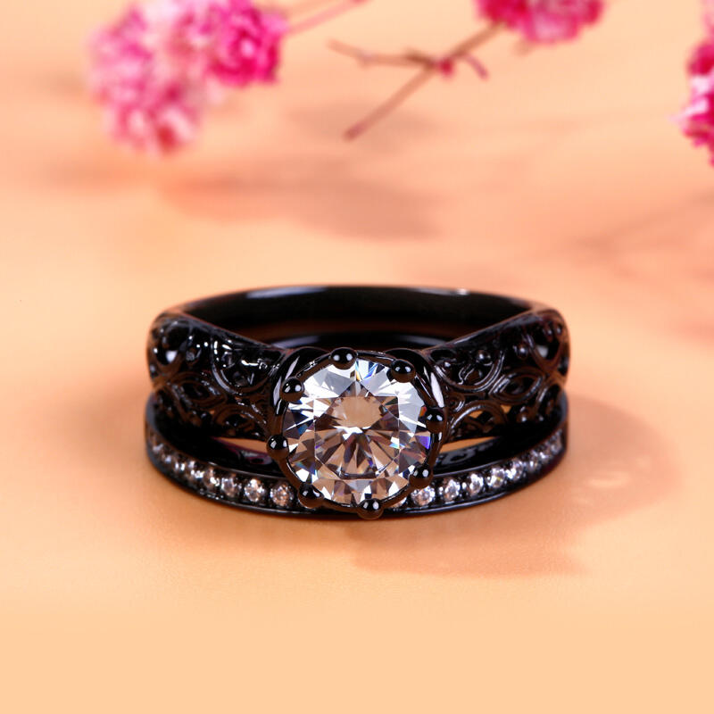 جوليا طقم خواتم قطع دائري من الفضة الإسترليني كلاسيكي