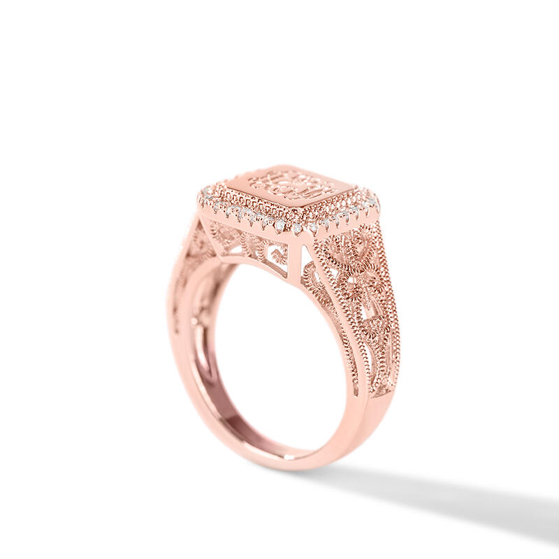 Jeulia Chevalière Homme Bague en Argent Sterling Personnalisée Monogram Chevaliere