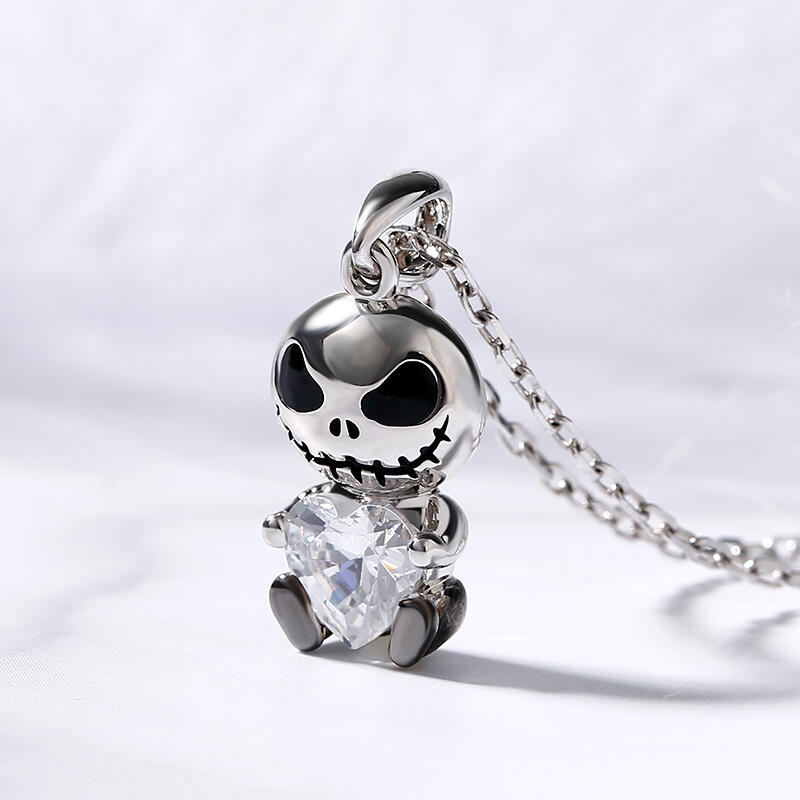 Jeulia Hug Me "Love Confession" Skull Heart Cut Sterling Silver Necklace