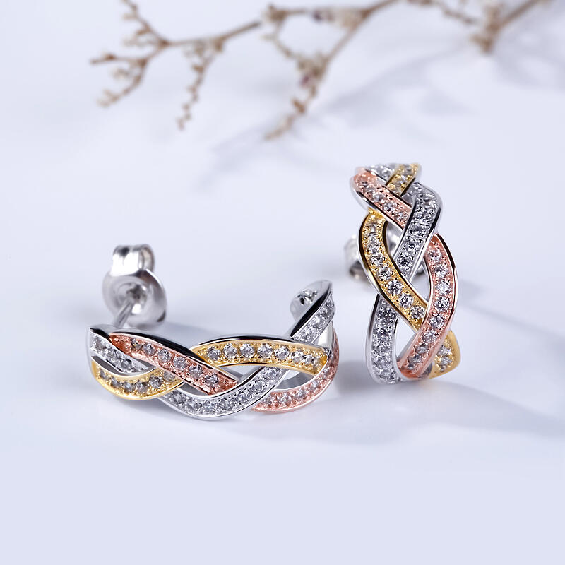 Jeulia Intertwined Tri-Tone Earrings