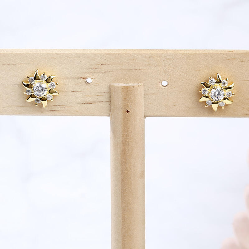 Jeulia Sunflower Sterling Silver Stud Earrings