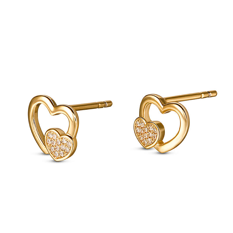 Jeulia "Better Together" Heart-shaped Sterling Silver Children's Earrings