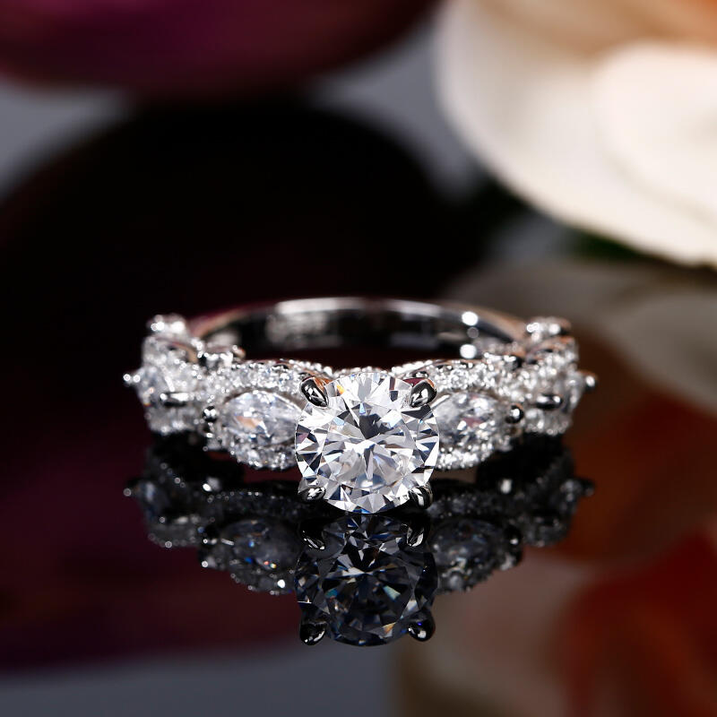 Jeulia Anillo Vintage de Plata de Ley de Corte Redondo