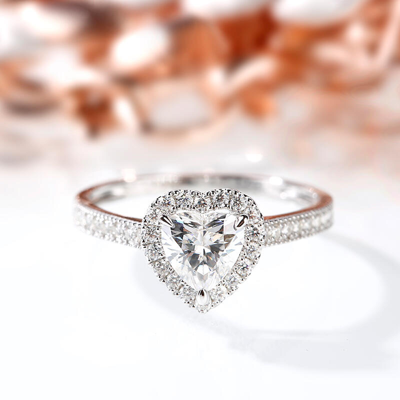 Jeulia Anillo 10K/14K/18K Oro En Forma De Corazón De Oro