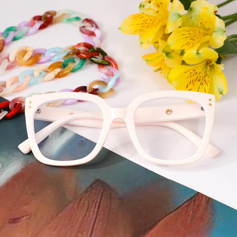 Trog Square White Glasses