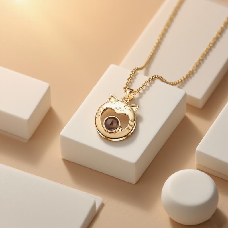 Personalized Cat Projection Picture Necklace Gift for Pet Lovers