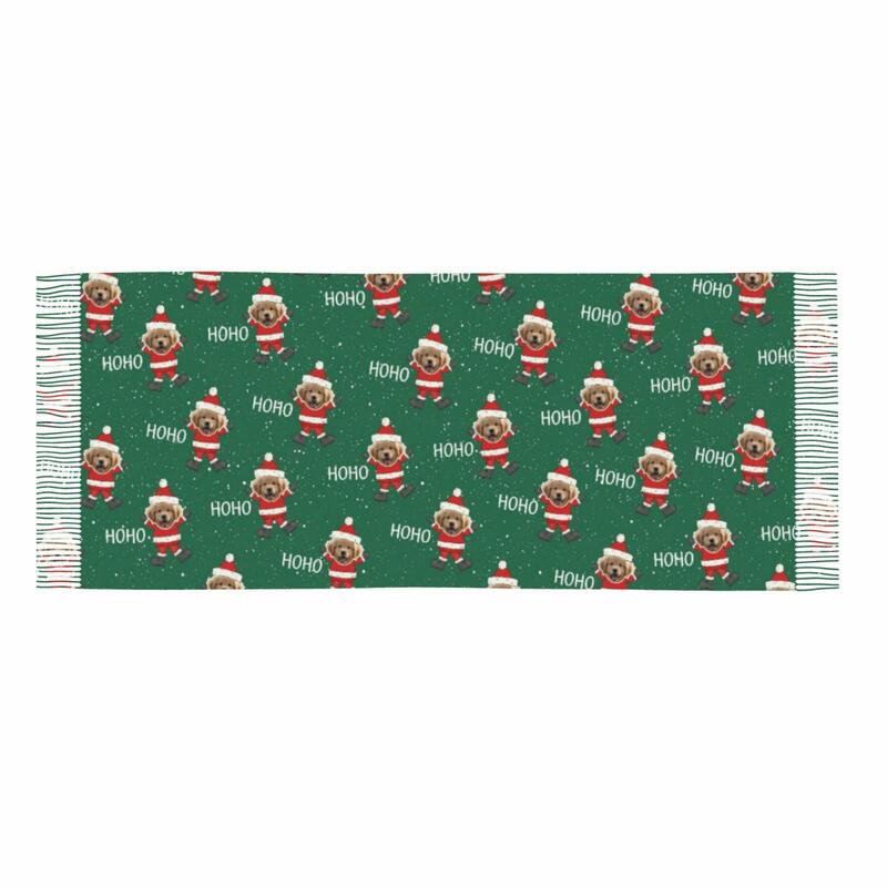 "Christmas Puppy" Custom Scarf with Pet Photo Winter Gift for Pet Owners