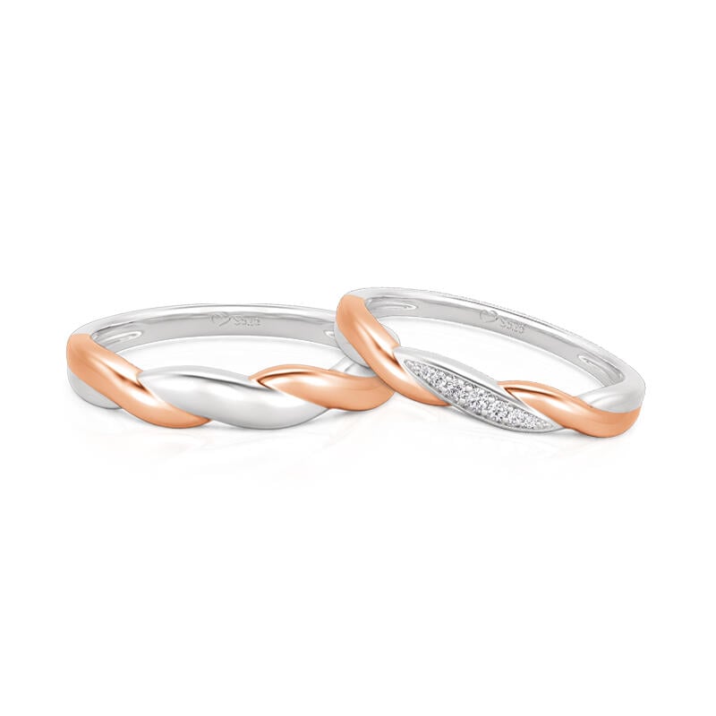 Two Rings Set Silver Jeulia Amore Two Tone Twist Couple Rings Set Sterling Silver - Jeulia ...