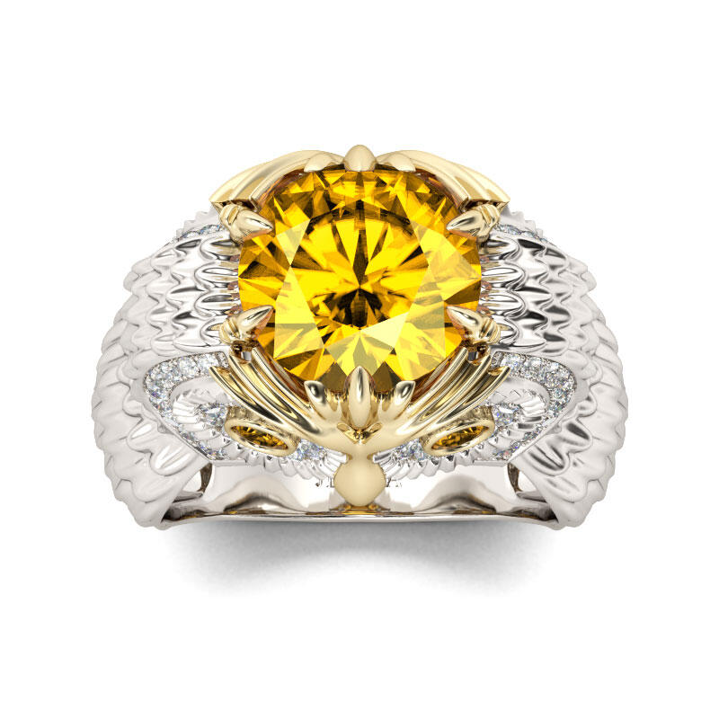 Jeulia Anillo De Búho Con Pluma De Talla De Redonda En Plata De Ley