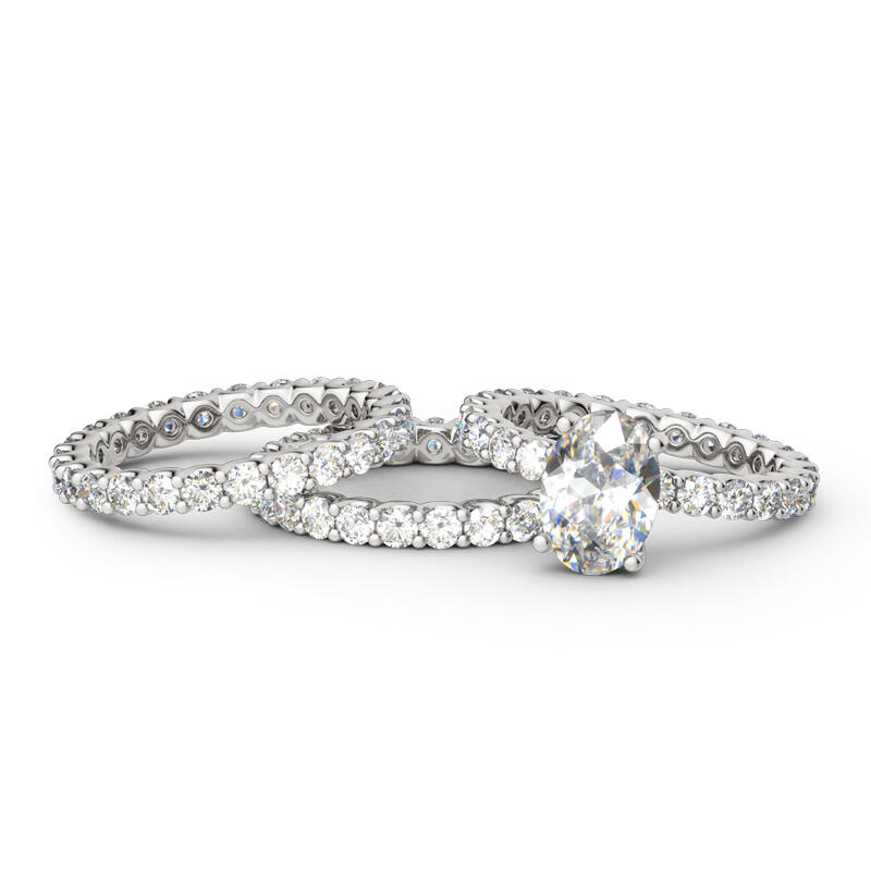 Jeulia Terno De Anillos De Talla Ovalada En Plata De Ley