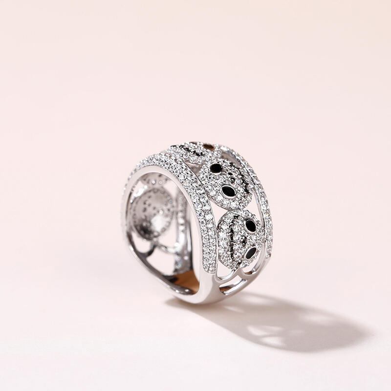 Jeulia "Living Skeleton" Skull Design Sterling Silver Band