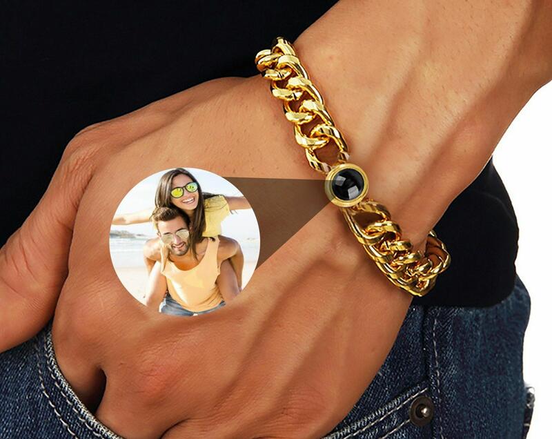Bracelet de projection personnalisé avec photo pour hommes