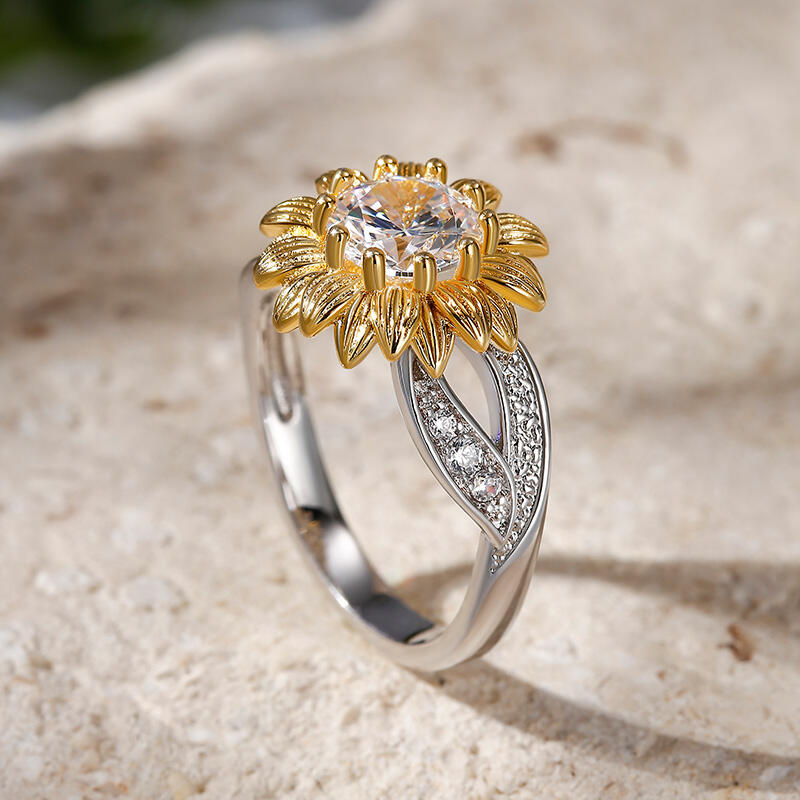 Jeulia Daisy Round Cut Sterling Silver Ring