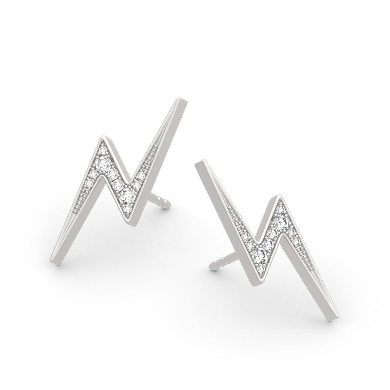 Jeulia Lightning Design Sterling Silver Stud Earrings
