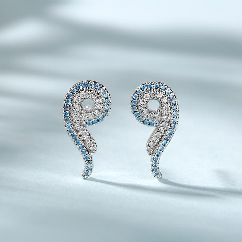 Jeulia "Cloud from Field Sky" Sterling Silver Earrings