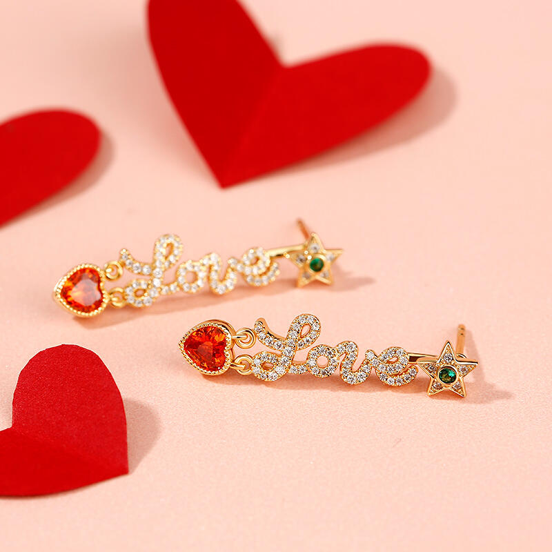 Jeulia Pendientes de plata de ley con el símbolo del amor