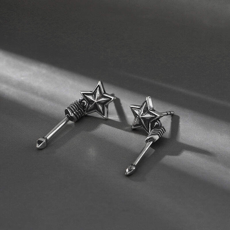 Jeulia "Star and Arrow" Sterling Silver Drop Earrings