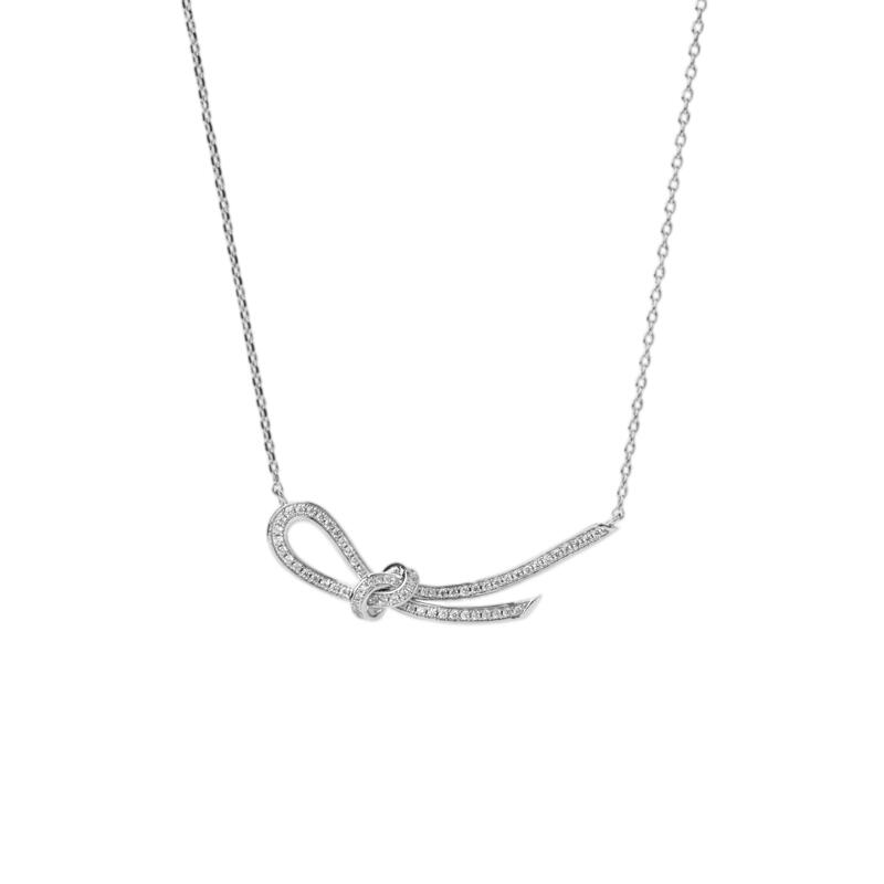 Jeulia Collar de Plata de Ley de Mujer con Cinta Nudo Diseño de Moda