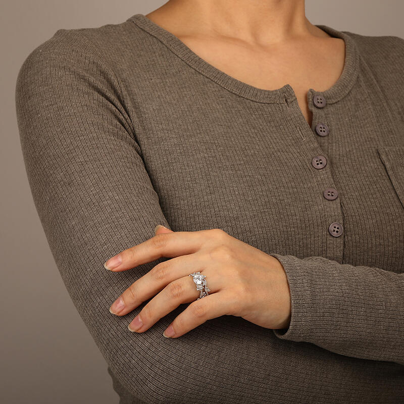 "My Sunshine" Round Cut 2pcs Bridal Set