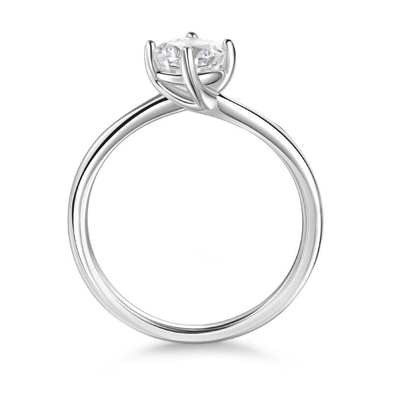 Jeulia Classic Round Cut Sterling Silver Ring