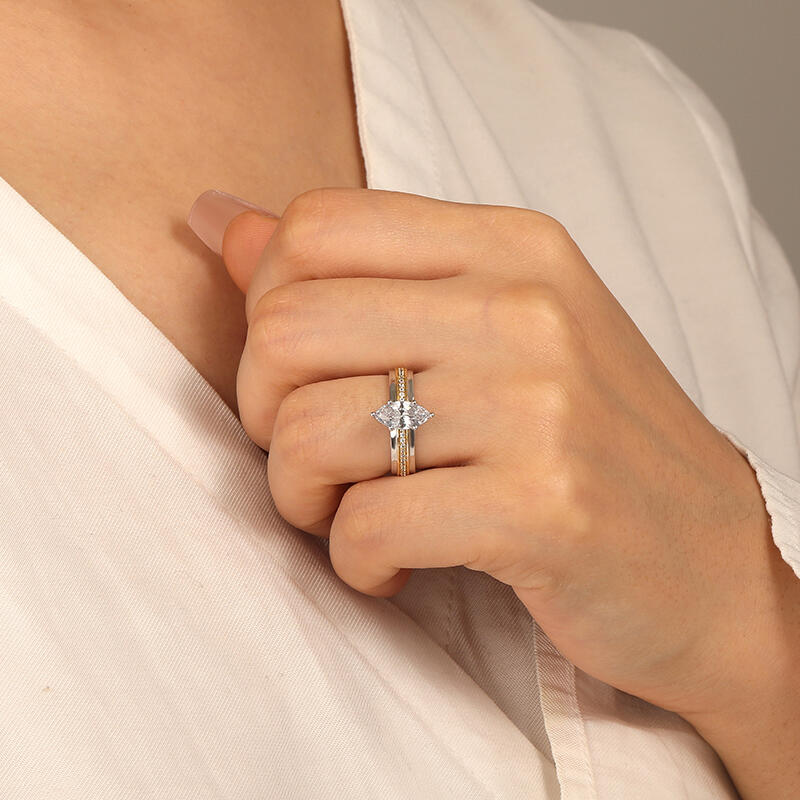 "Stuck With You" Marquise Cut Side Stone Engagement Ring