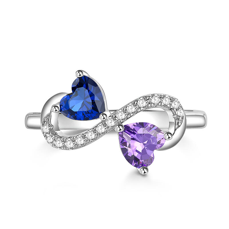 Jeulia インフィニティ ダブルハート 誕生石 リング スターリングシルバー