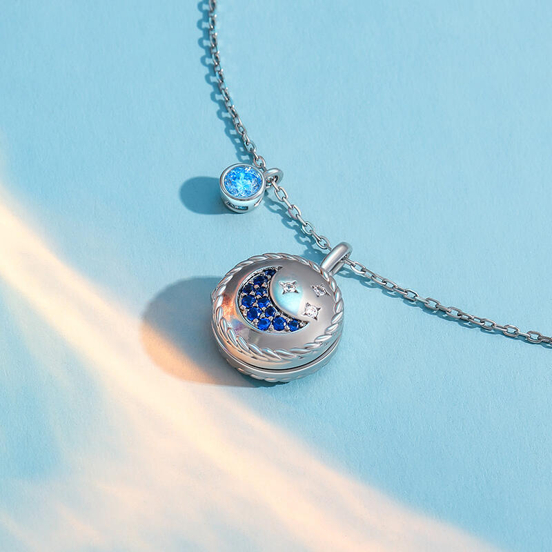Jeulia Star Moon Custom Photo Birthstone Necklace