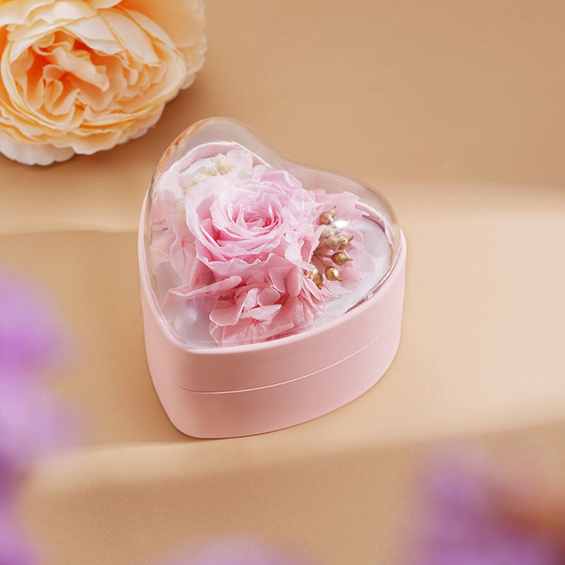 Herzförmige Schmuckdose "Bewahrte Ewige Rose" - Rosa