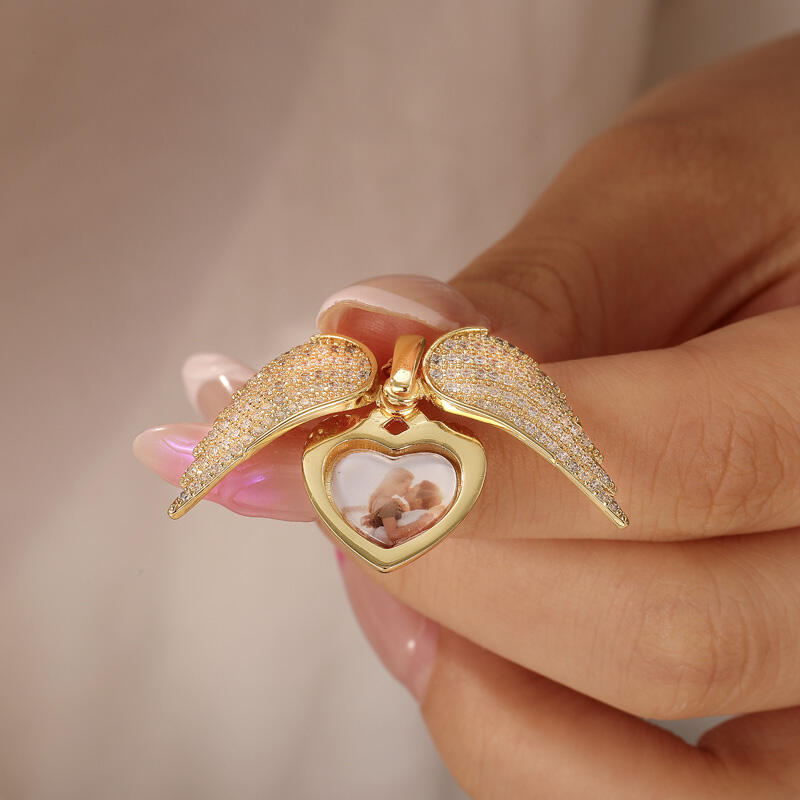 Jeulia Collier Photo Personnalisée Ailes d'Ange en Argent Sterling