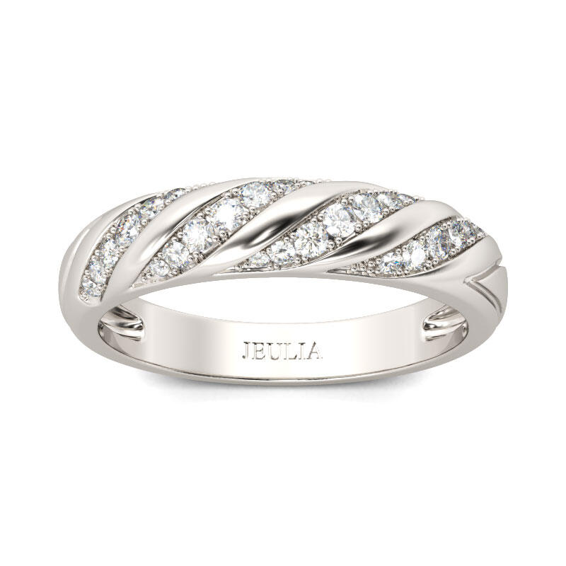 Jeulia Twist Round Cut Sterling Silver Women's Band