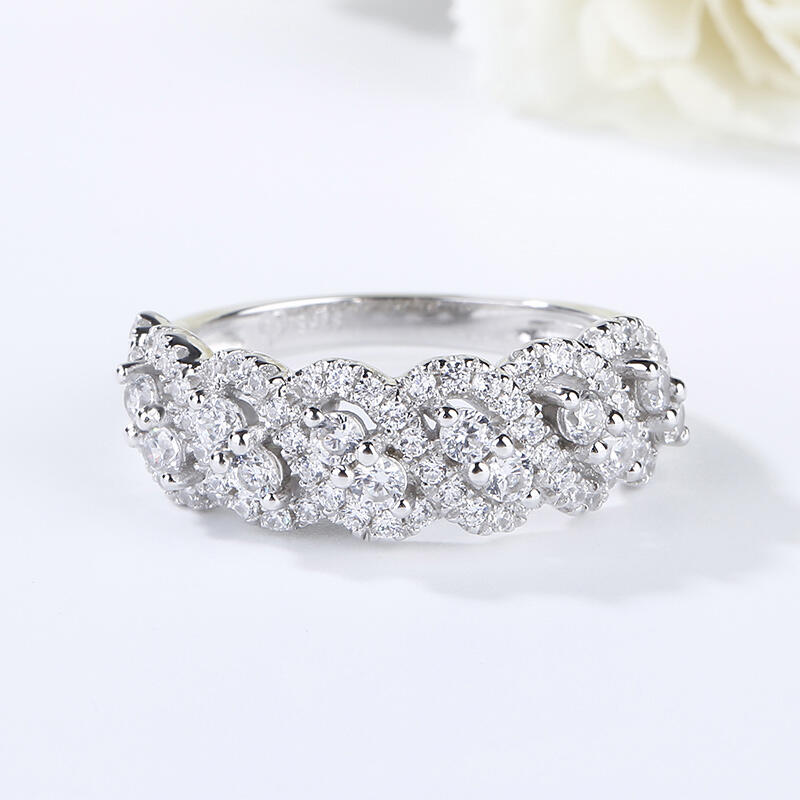 Jeulia Classic Round Cut Sterling Silver Women's Band