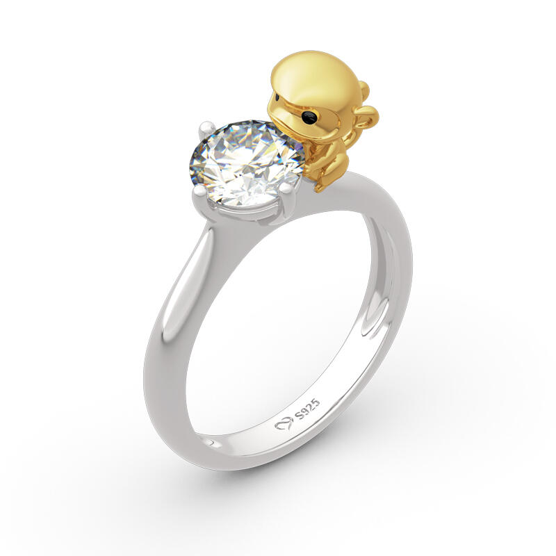 Jeulia キュート モンキー 猿デザイン ラウンドカット シルバー リング