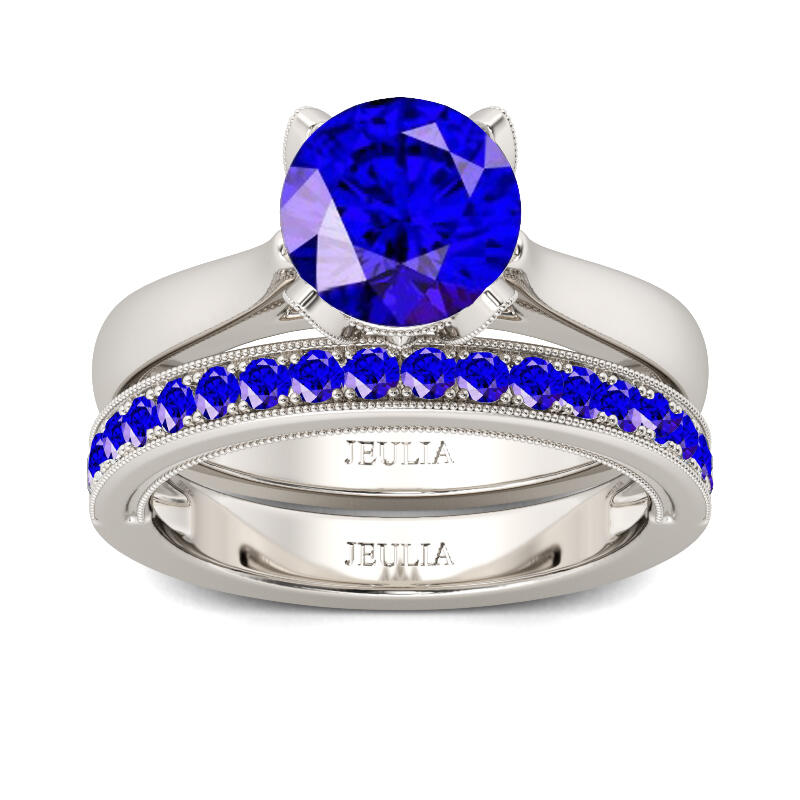 Jeulia Classic Round Cut Sterling Silver Ring Set