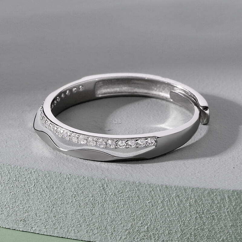 Jeulia Anillo de estilo sencillo de plata de ley de talla ajustable para mujer