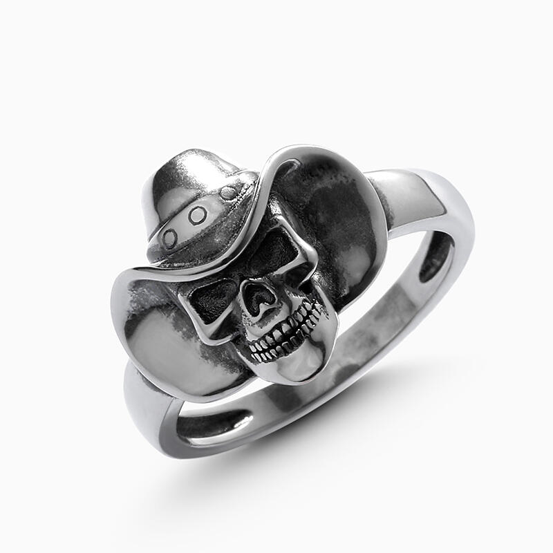 Jeulia "Cowboy" Skull Sterling Silver Ring