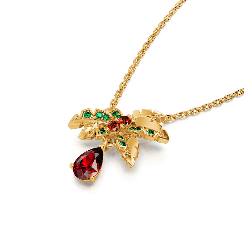 Jeulia "Everlasting Mistletoe" Pear Cut Sterling Silver Necklace