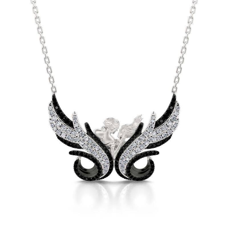 Jeulia "Eternal Love" Butterfly Lovers Sterling Silver Necklace